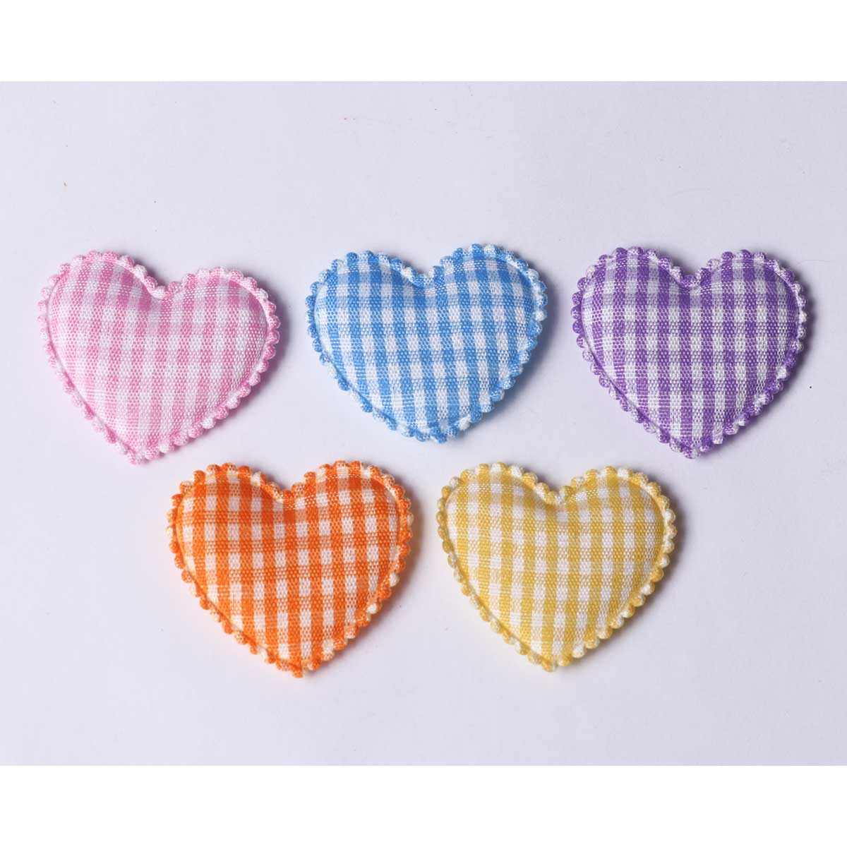 100 Padded Gingham Heart 1.25″ -5 Colors