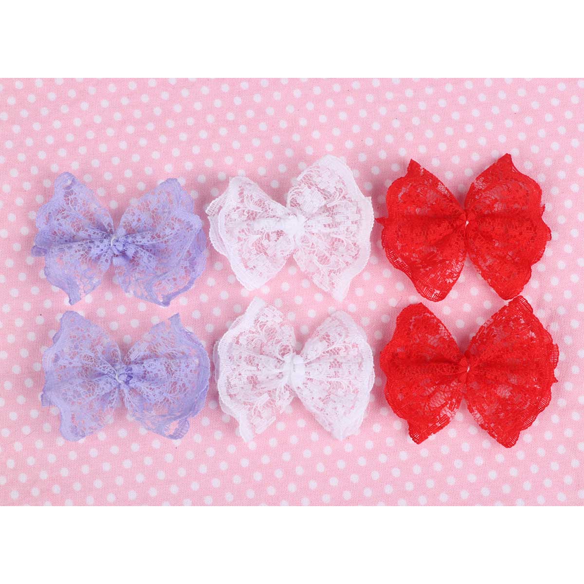 60 Lace Ribbon Bow Baby Clips -3 Colors