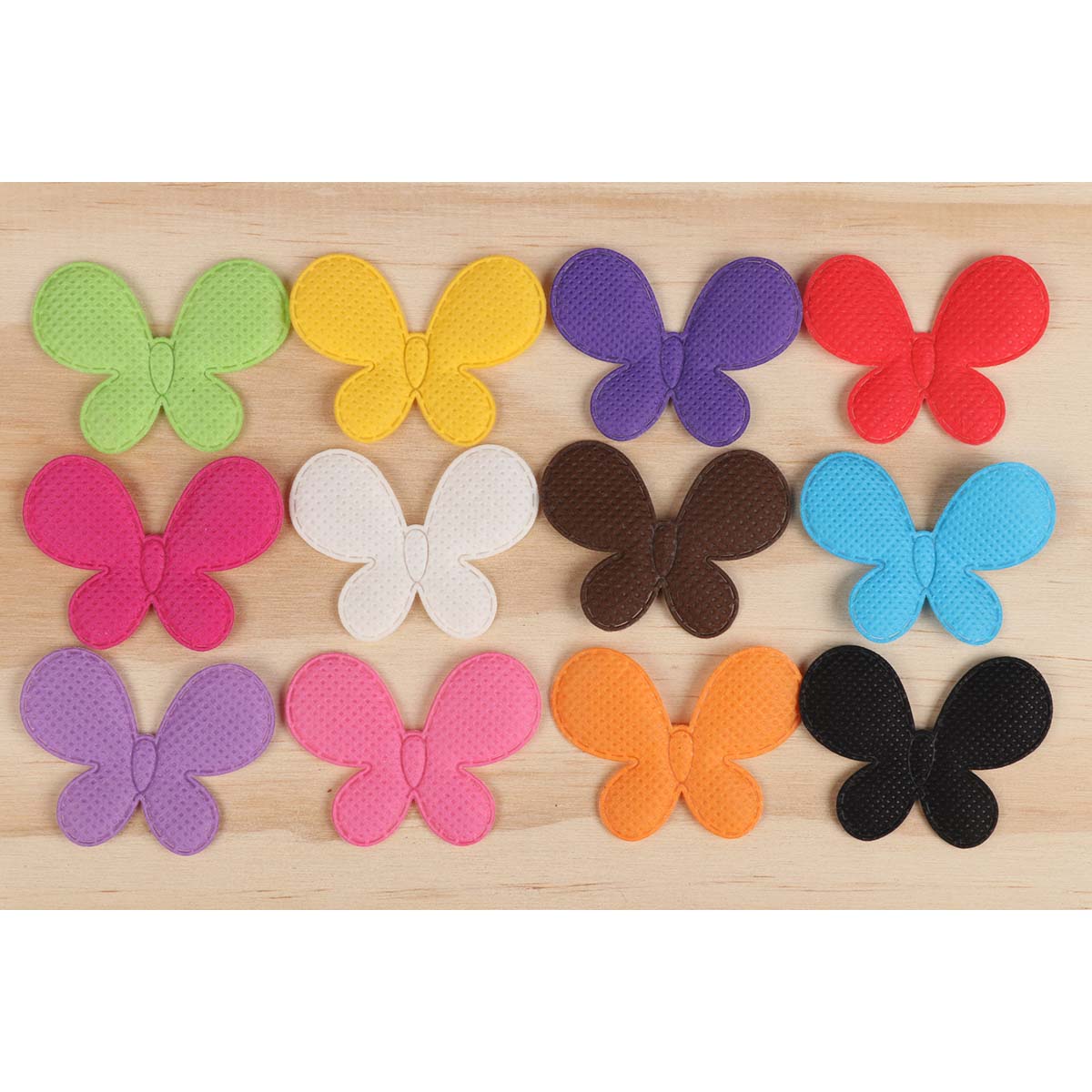 120 Padded Butterfly Applique 1.5″ -12 colors