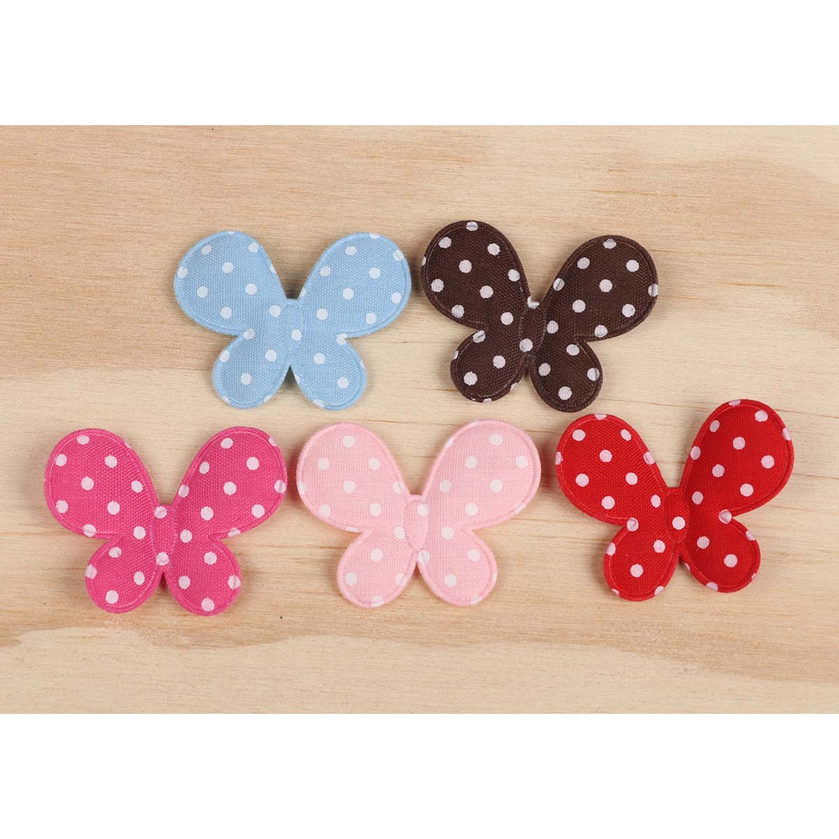 100 Padded Polka Dots Butterfly 1.4″-5 Colors