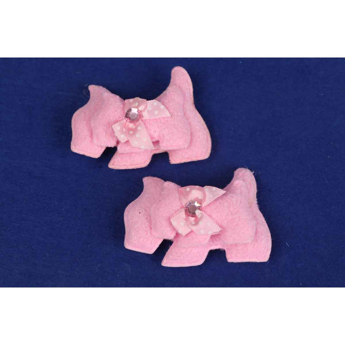 20pcs two Tone Furry Dog w/bow 2.75″-Pink