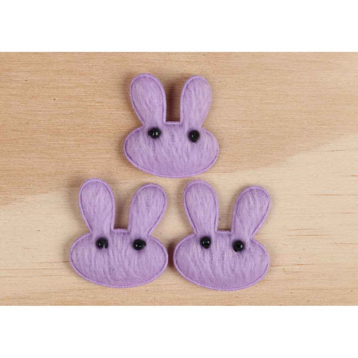 60 Furry Easter Rabbit Bunny Appliques 1 1/8″-Lavender