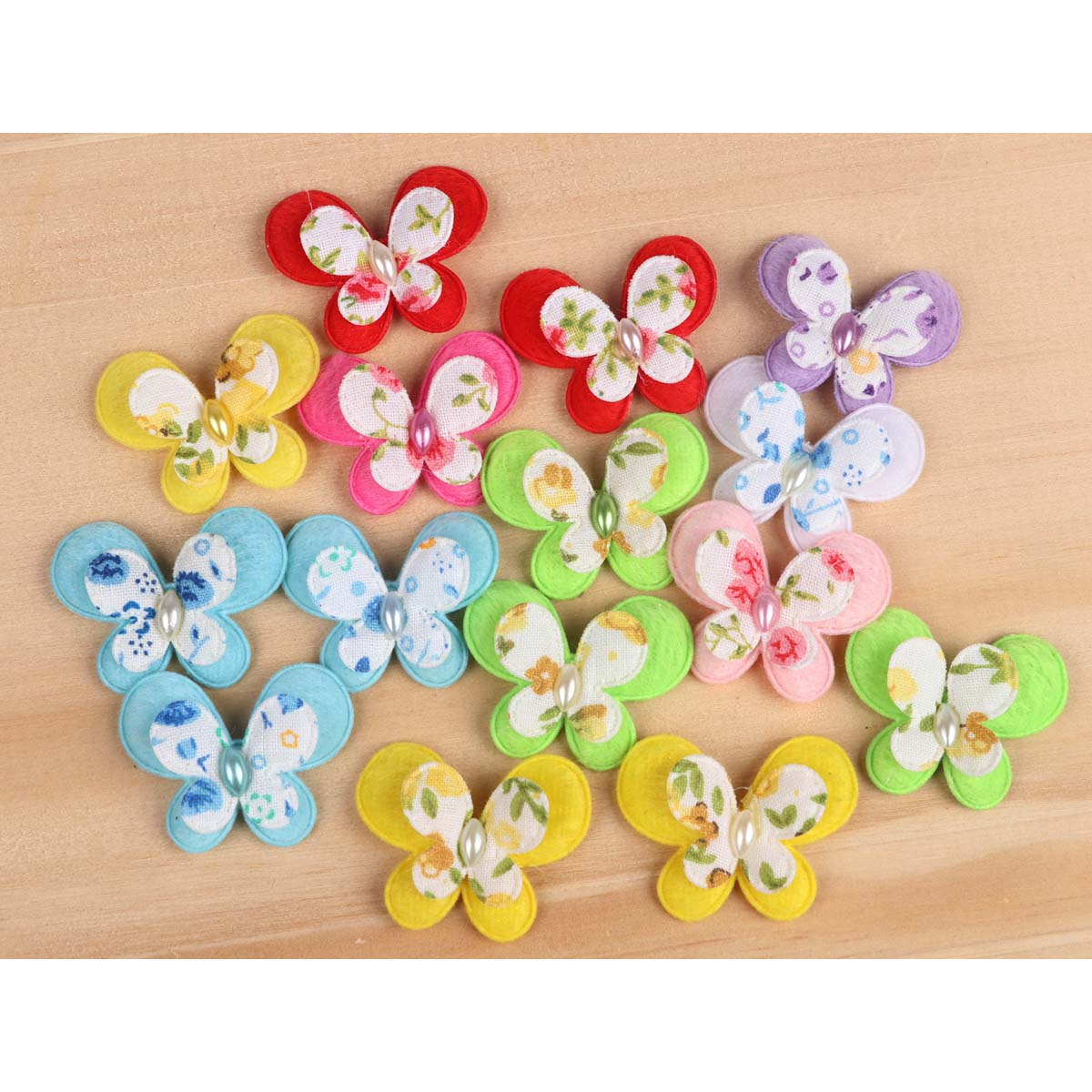 40 Padded Floral Butterfly 1 3/8″-Mix Color