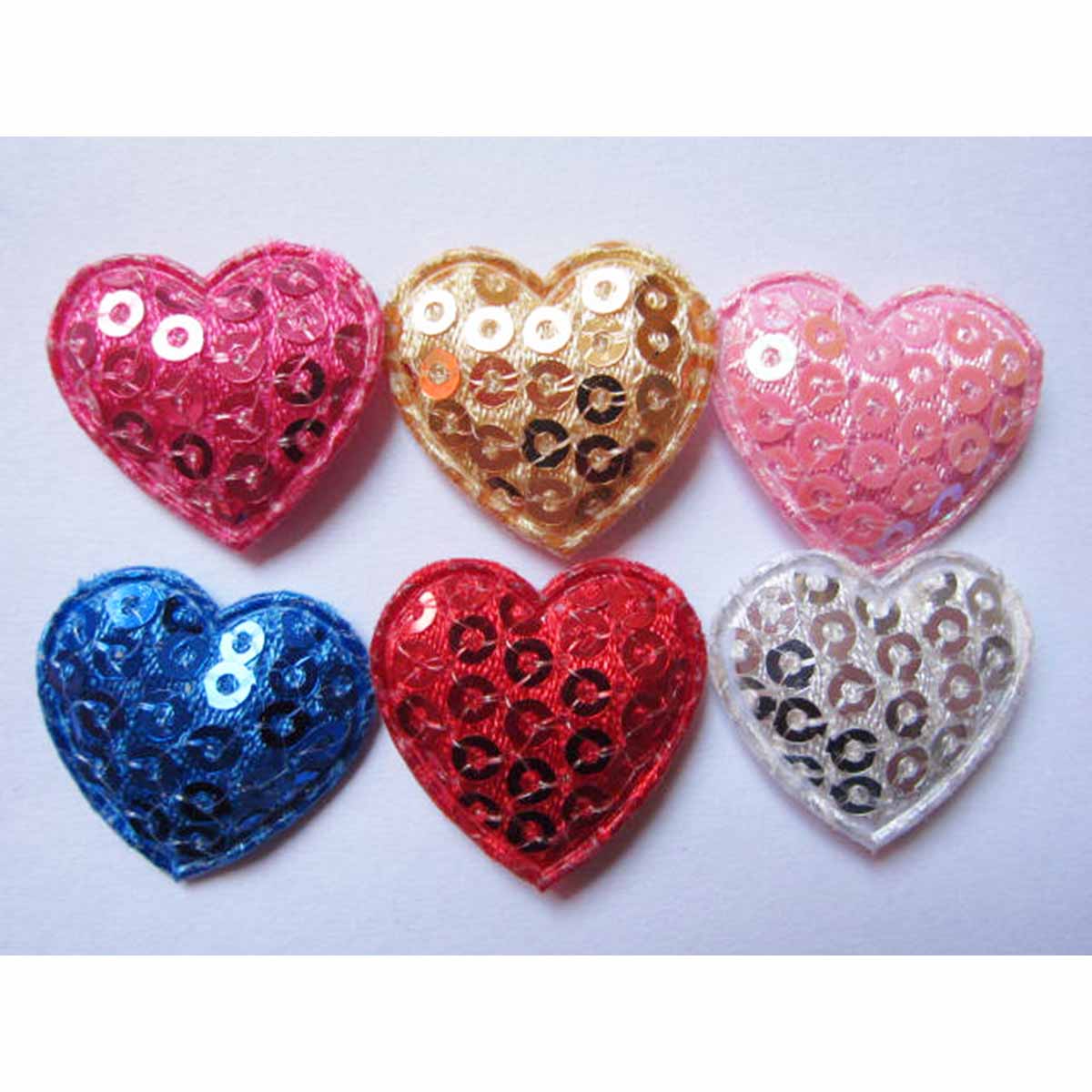 120 Padded Sequin Heart 7/8″-6 Colors