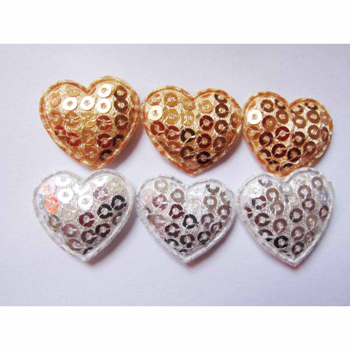100 Sequin Heart 7/8″-Silver/Gold