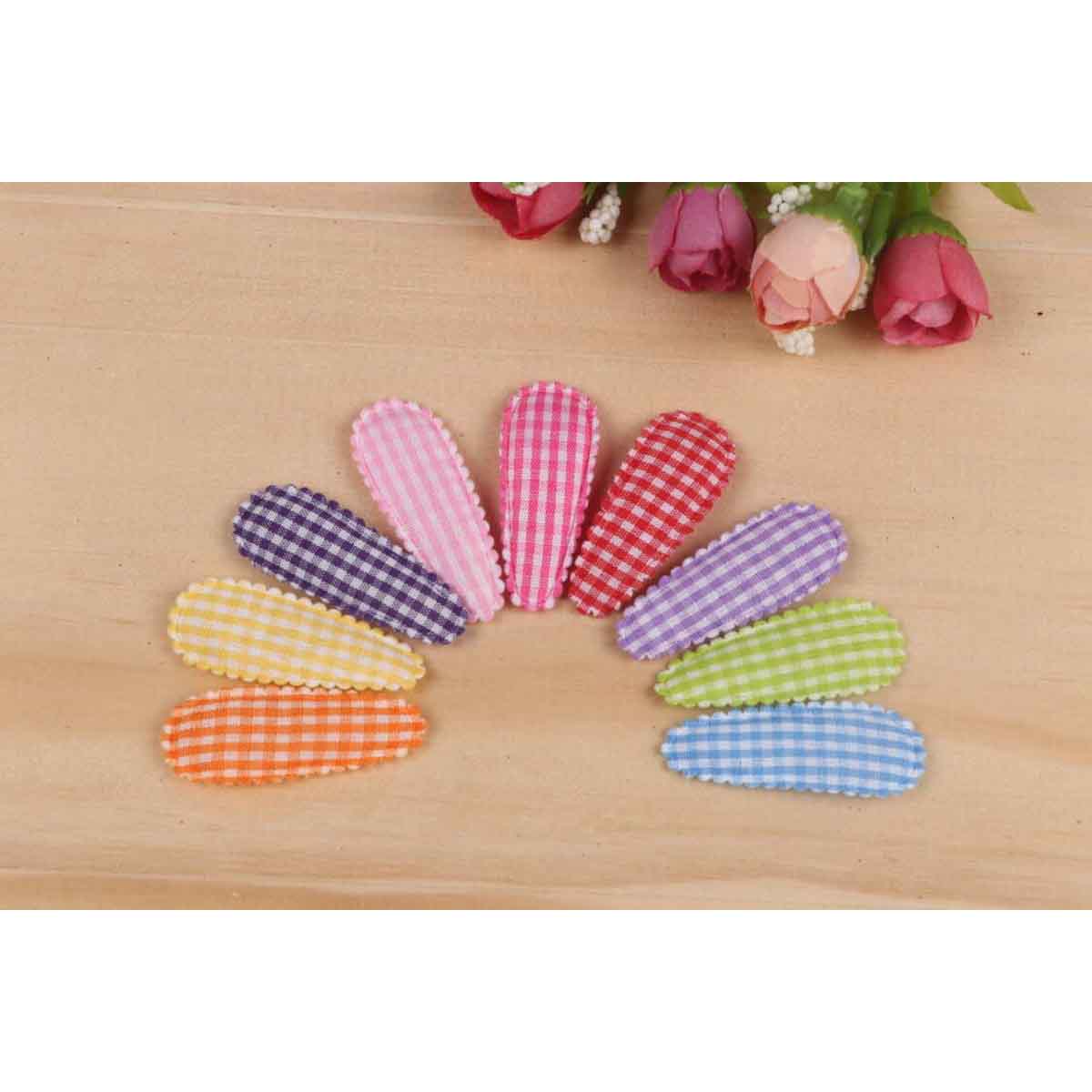 90 Padded Gingham Hair Clip Covers 45mm-9 Colors