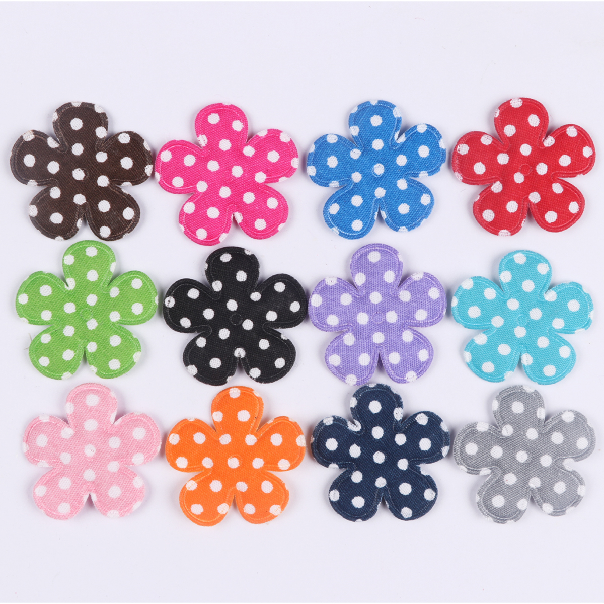 100pcs Padded Flower Polka Dots 1″- 10 Colors
