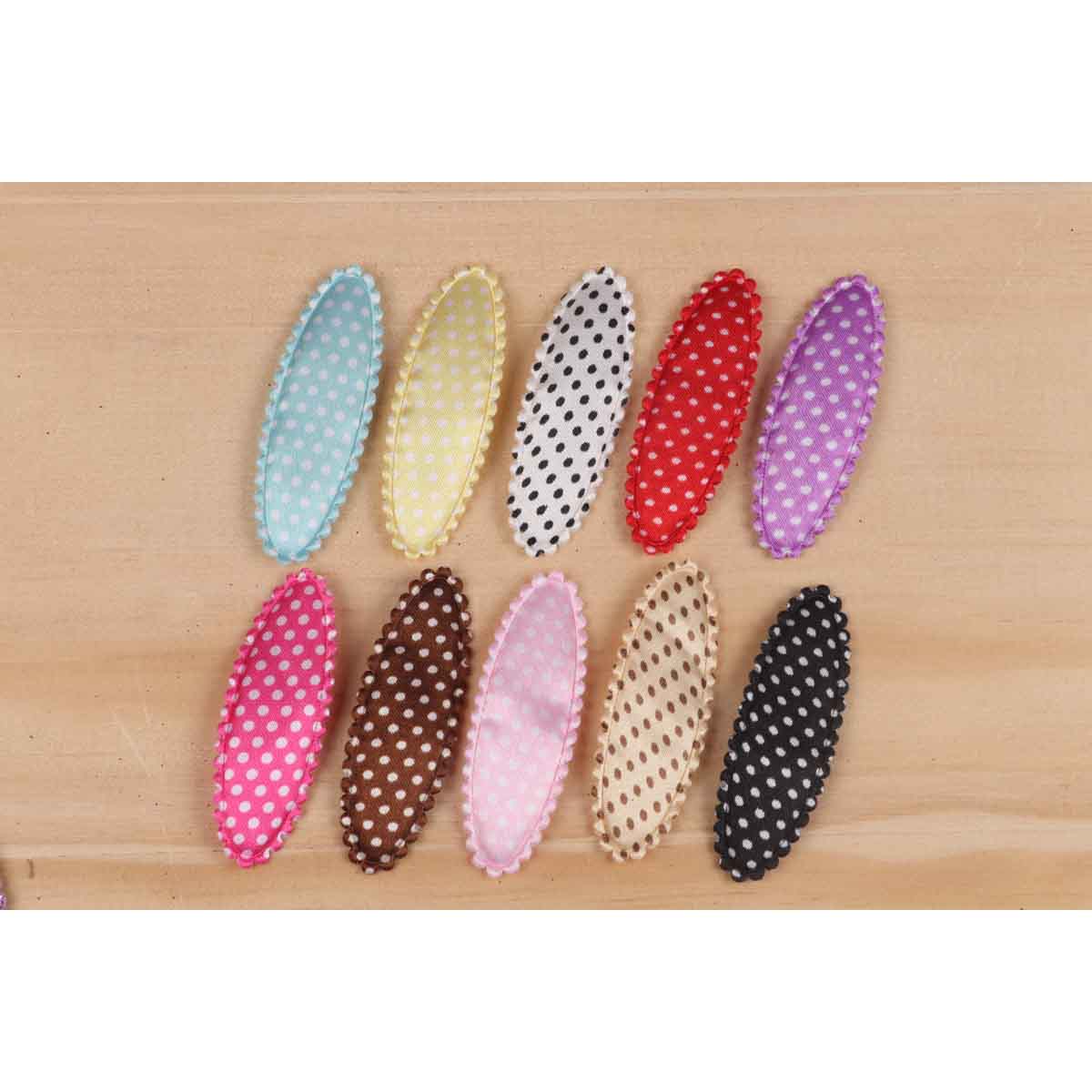 100 Satin Polka Dots Hair Clip Covers 55mm-10 Colors