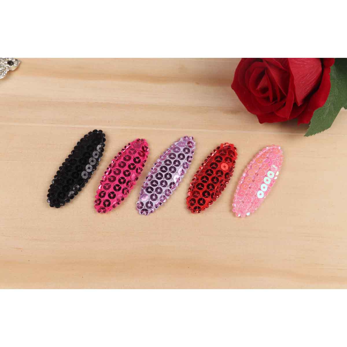 100 Padded Sequin Hair Clip Covers 55mm-5 Colors