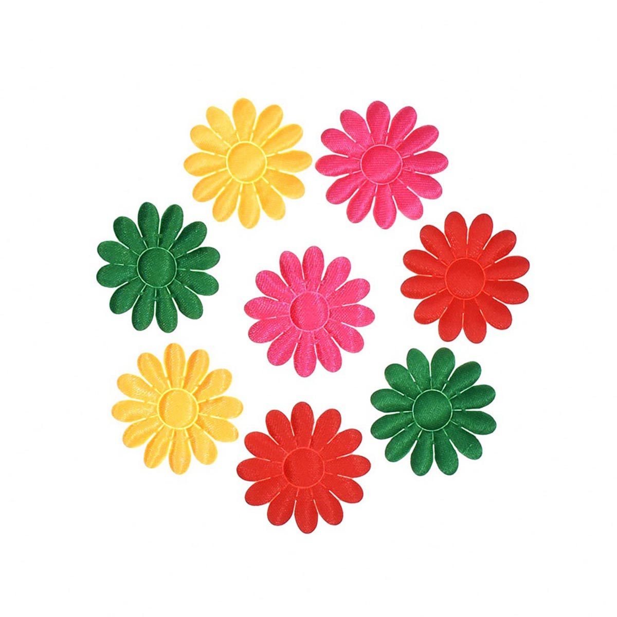 120pcs Satin Daisy Flower 1 1/8″- 4 Colors
