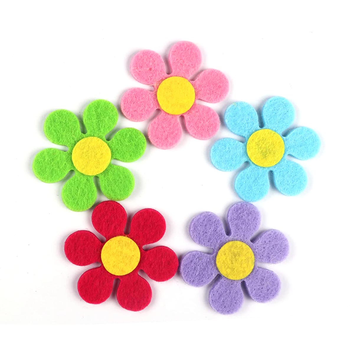40pcs Stiff Felt Flower Fabric Embellishments,1.75 Inch-5 Colors