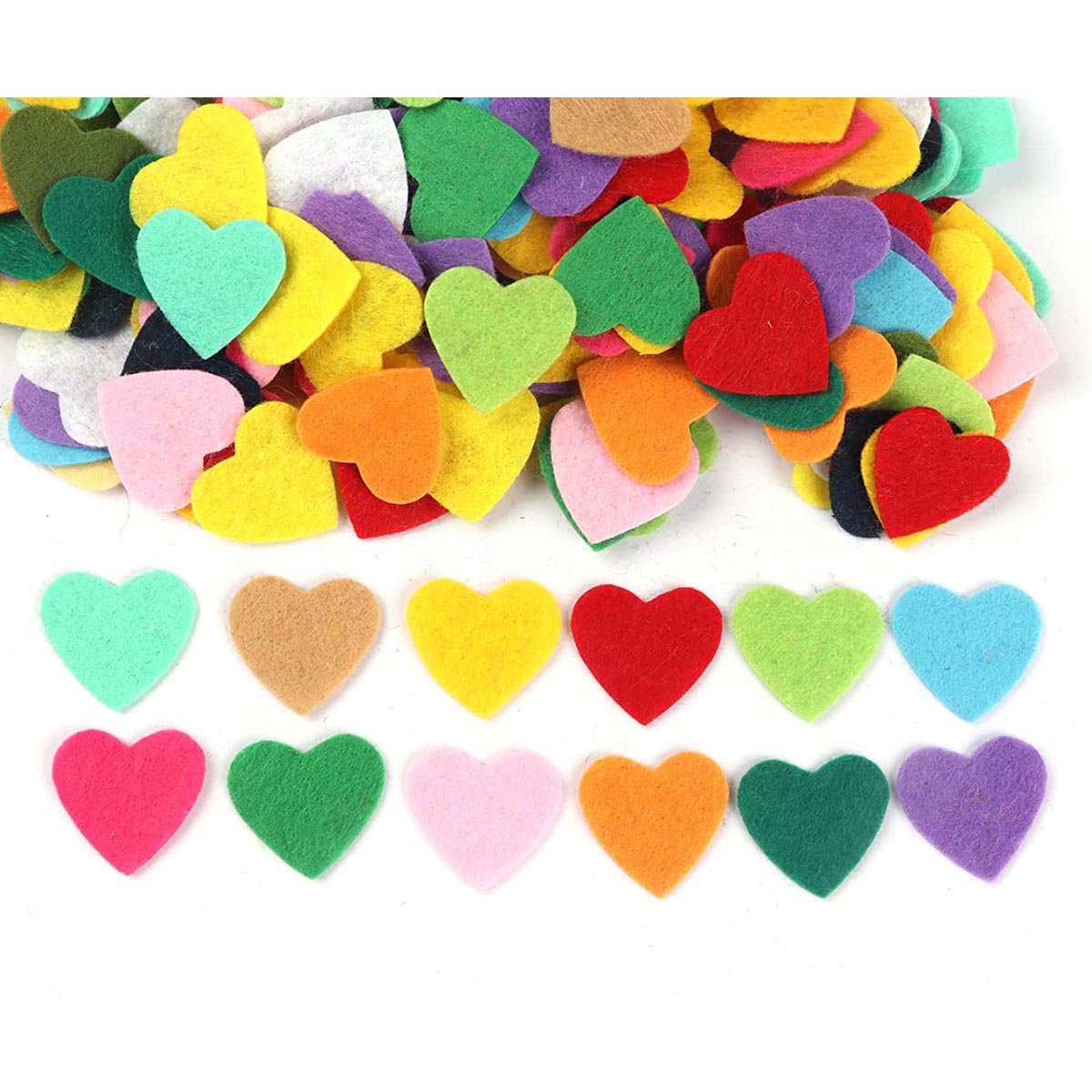 400pcs Felt Heart Fabric Embellishments,3/4 Inch Mix Color