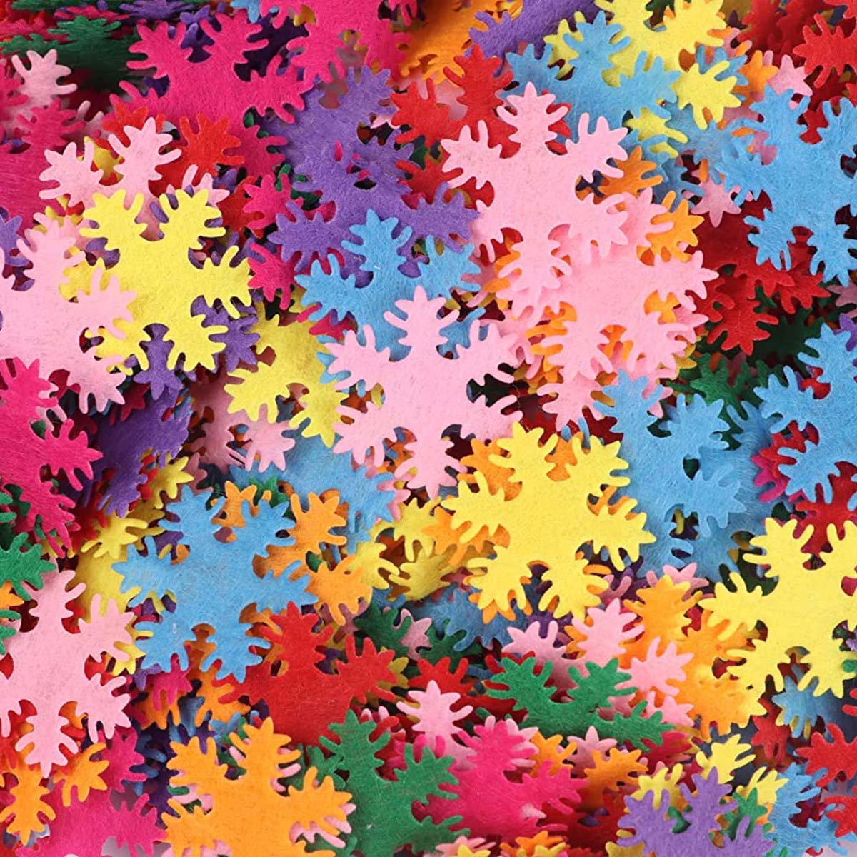 300pcs Felt Snowflake Fabric Embellishments,1.25 Inch Mix Color