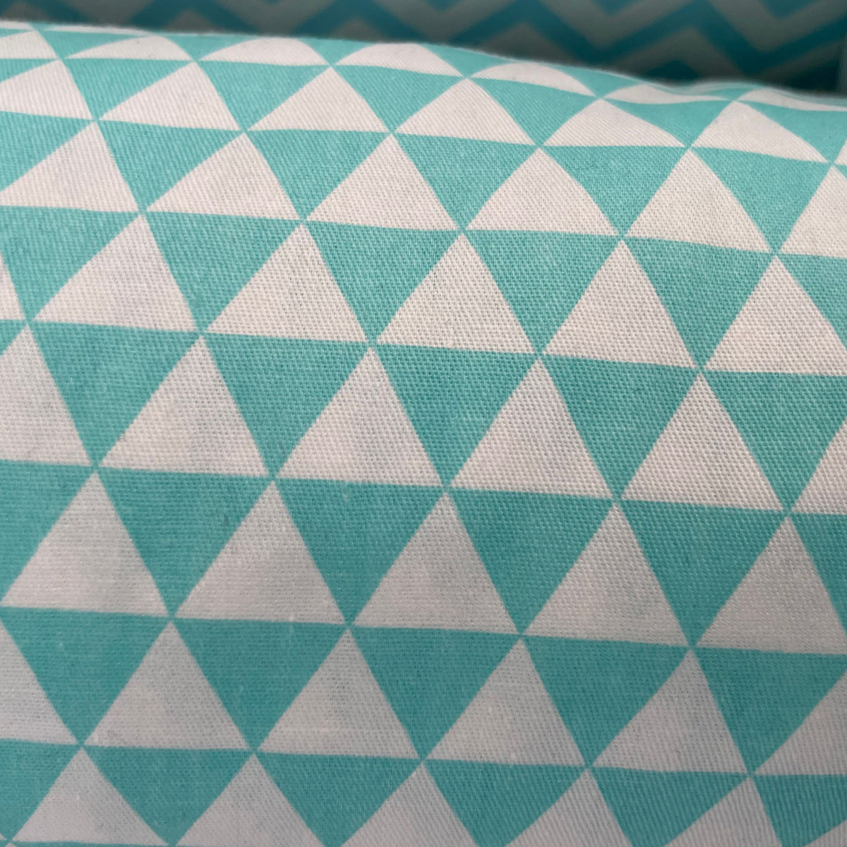 Triangles Cotton Fabric-Teal