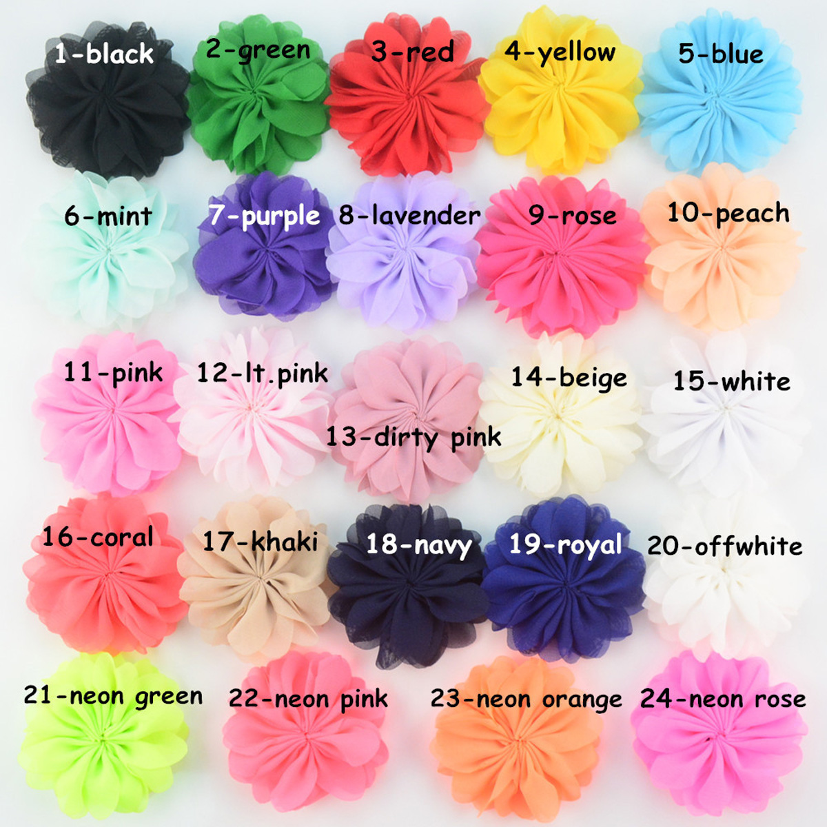 50 Pcs of 3″Chiffon Hair Flower-U Pick