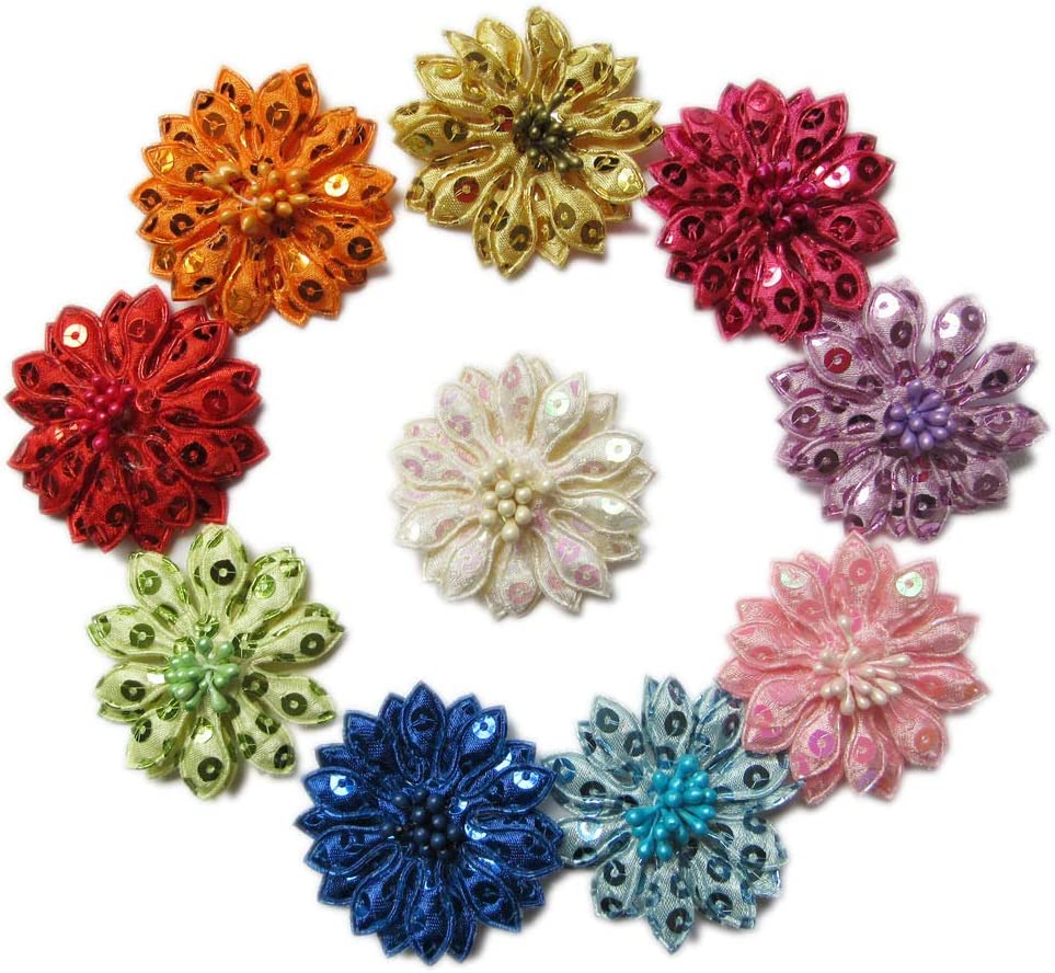 100 Sequin flower with beads-u pick