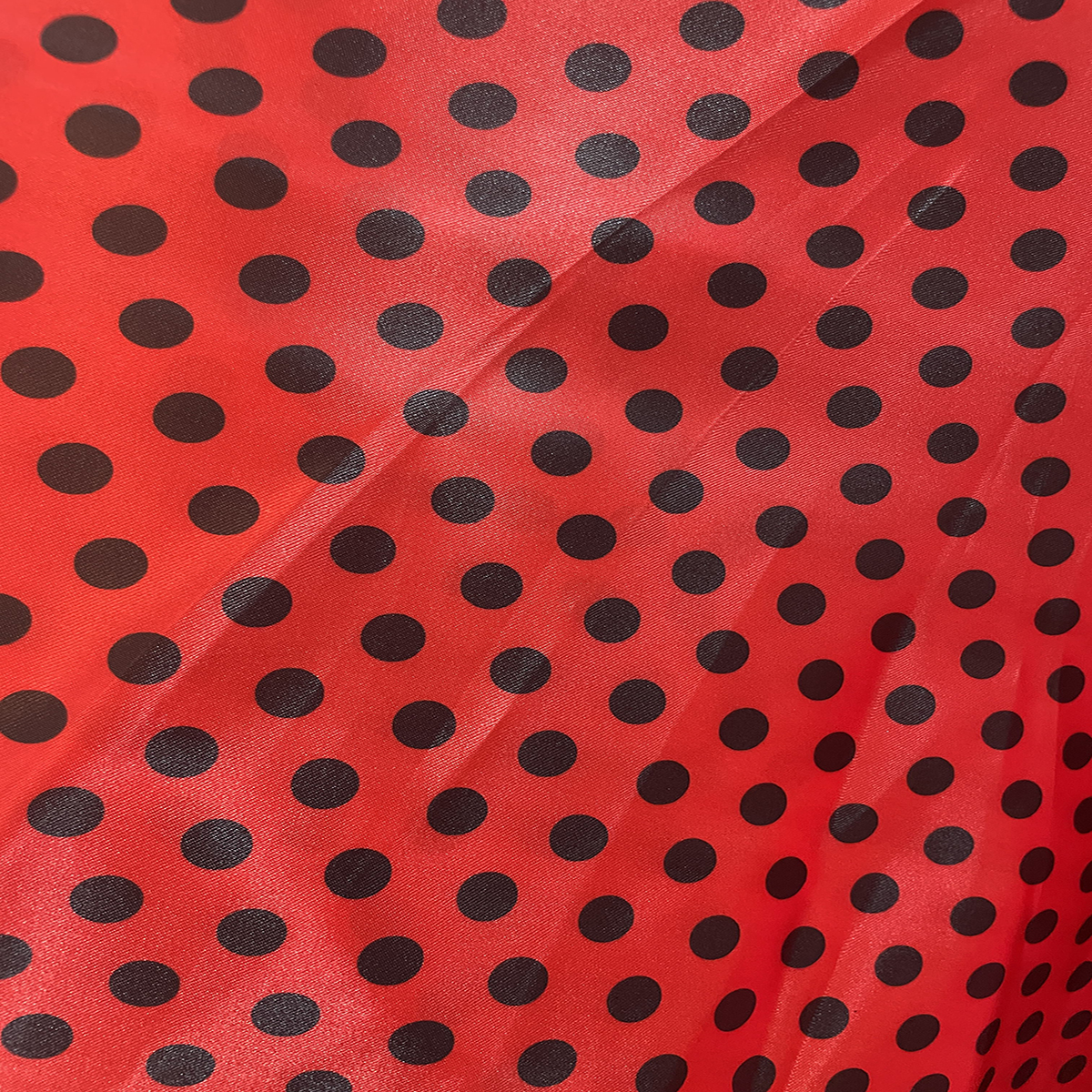 Polka Dots Prints Satin Fabric-Red/Black