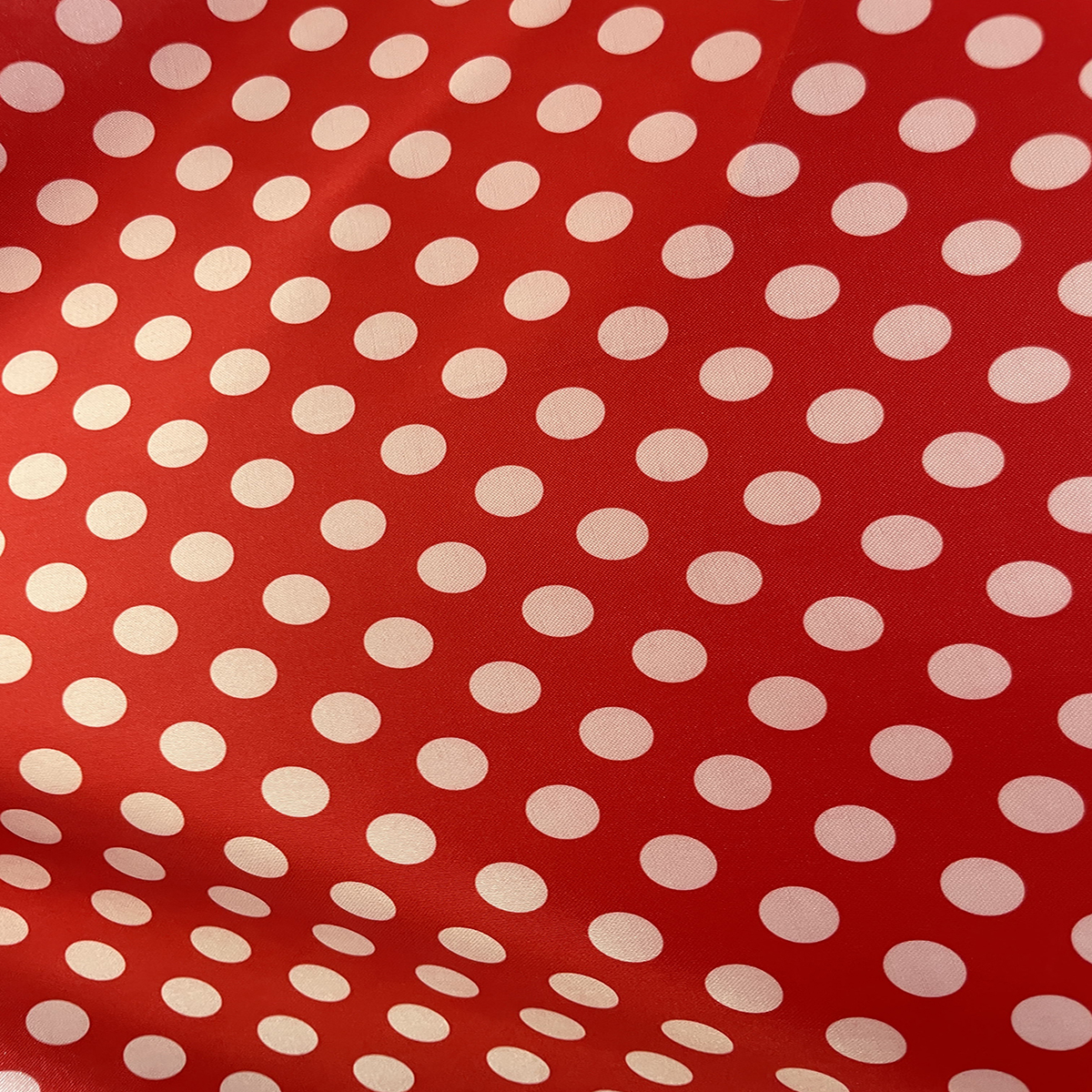 Polka Dots Prints Satin Fabric-Red/White
