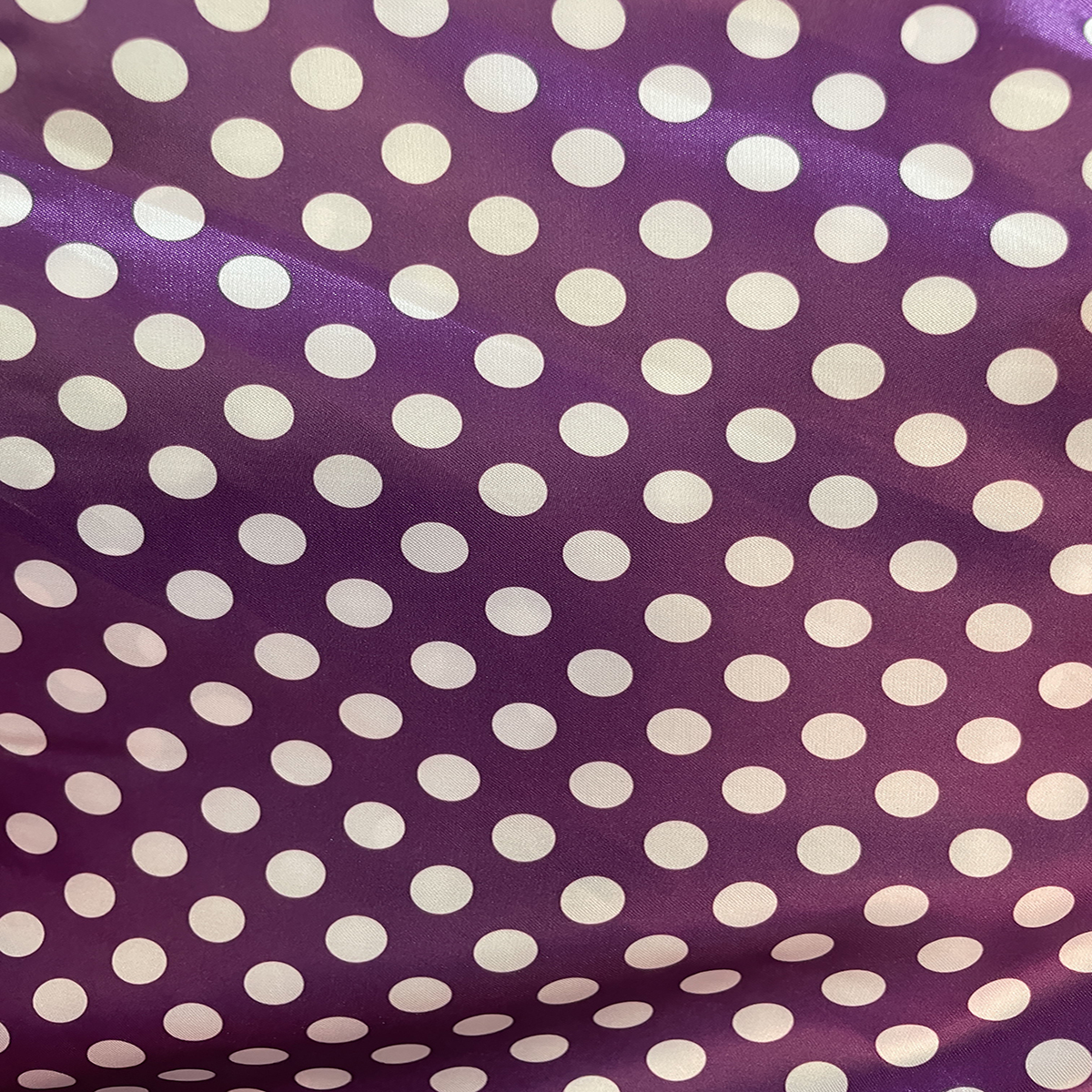 Polka Dots Prints Satin Fabric-Purple/White