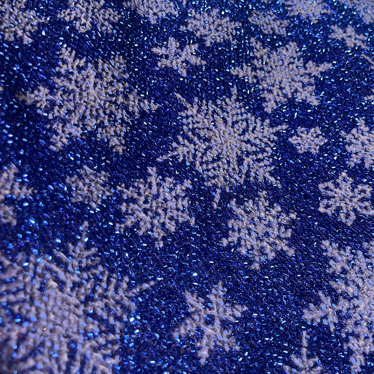 Snowflake Metallic Glitter Fabric-Royal