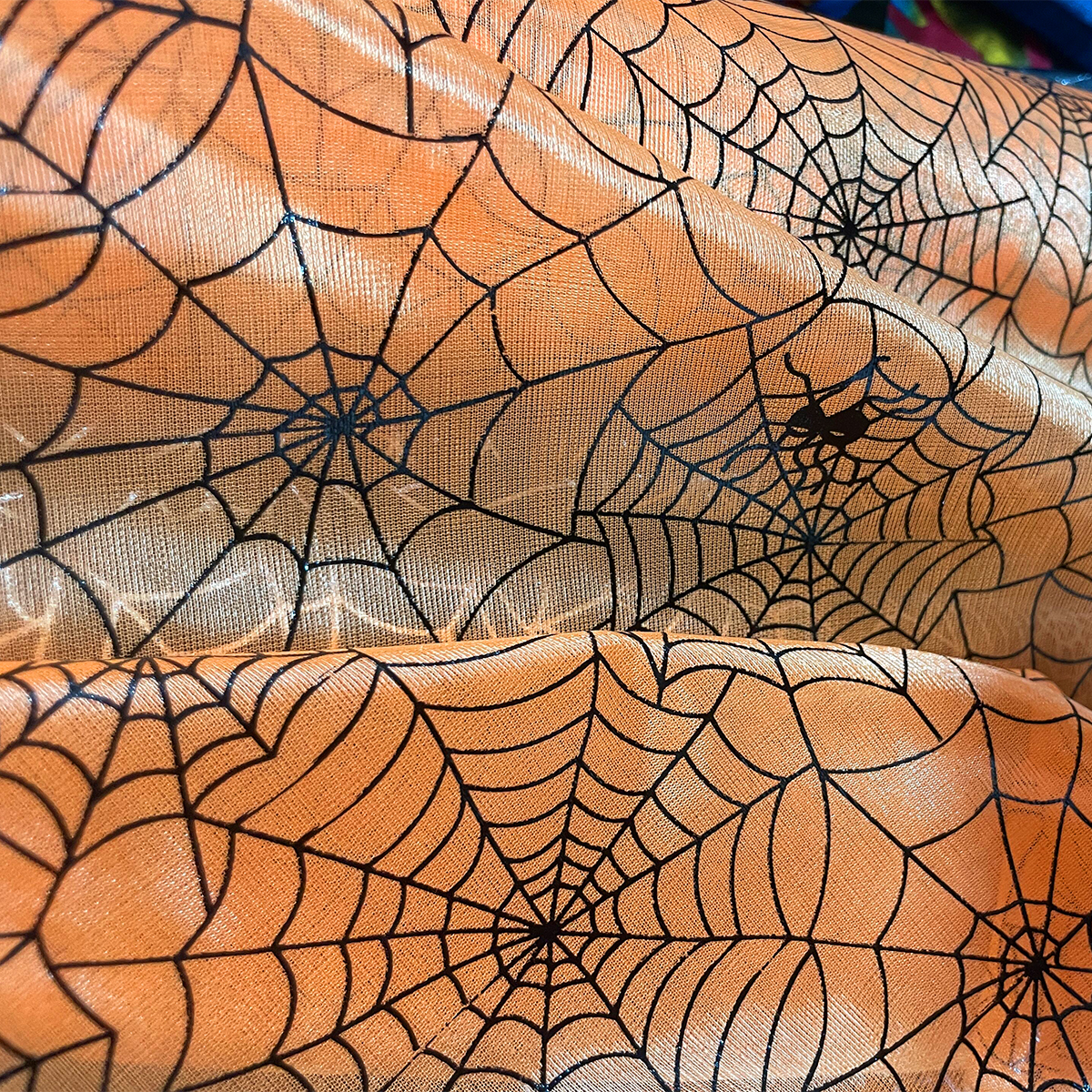 Spider Spandex Fabric-Orange