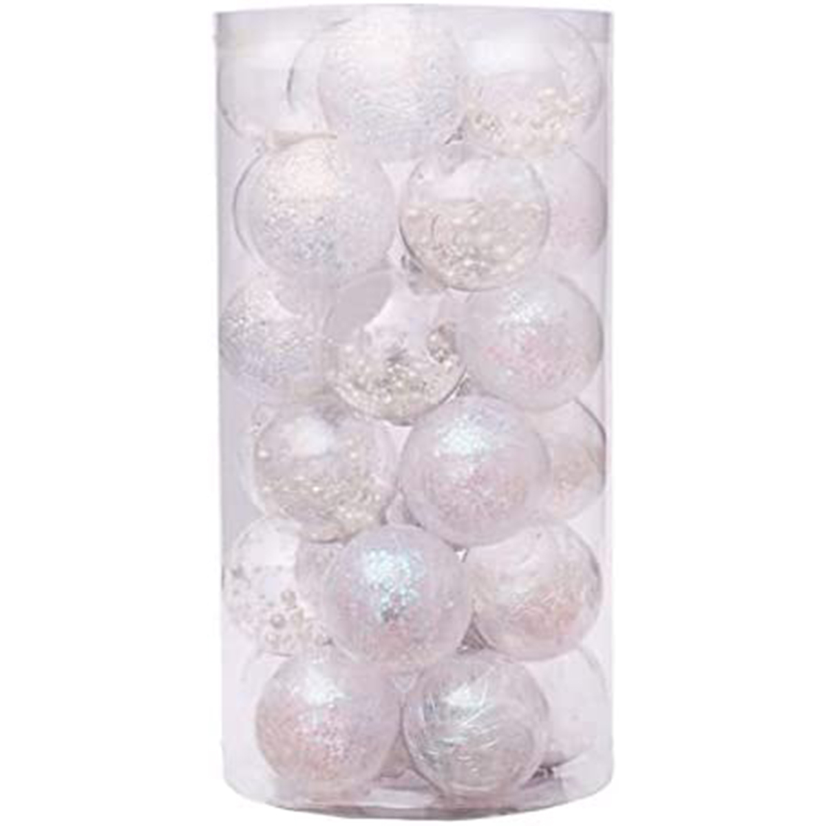 30 PCS Clear Christmas Ball Ornaments 6CM-Iridescent White