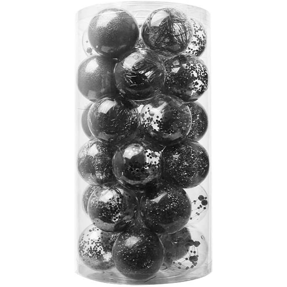 30 PCS Clear Christmas Ball Ornaments 6CM-Black