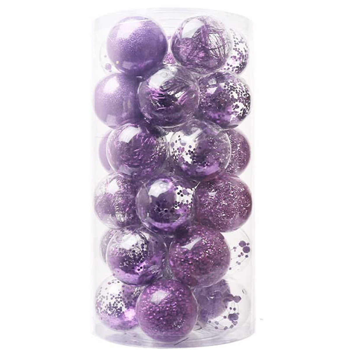 30 PCS Clear Christmas Ball Ornaments 6CM-Lavender