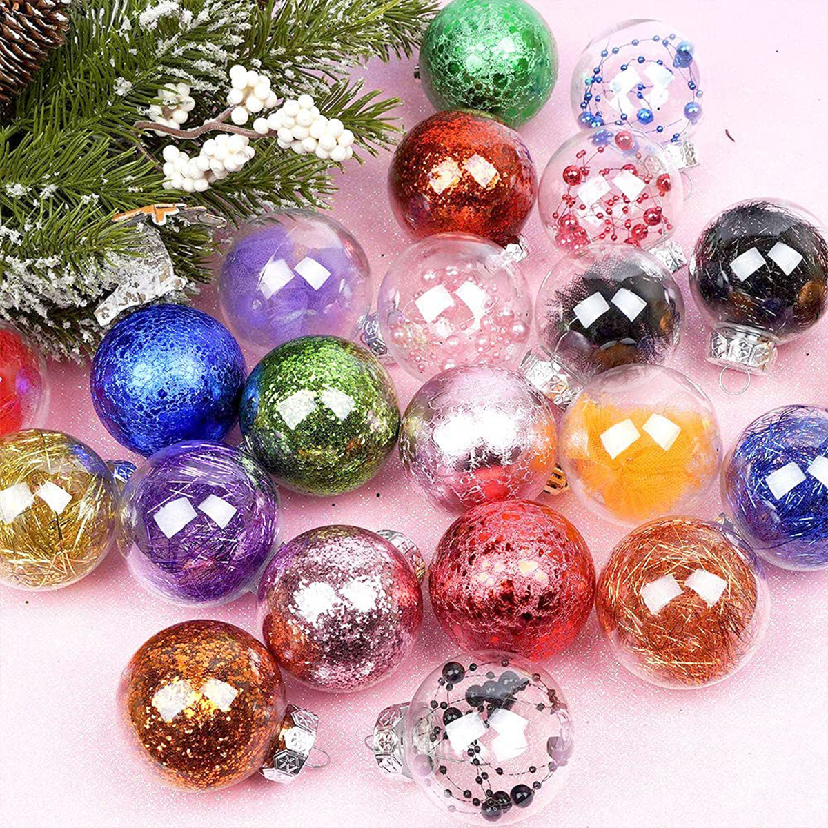 24 PCS Clear Christmas Ball Ornaments 6CM-U PICK