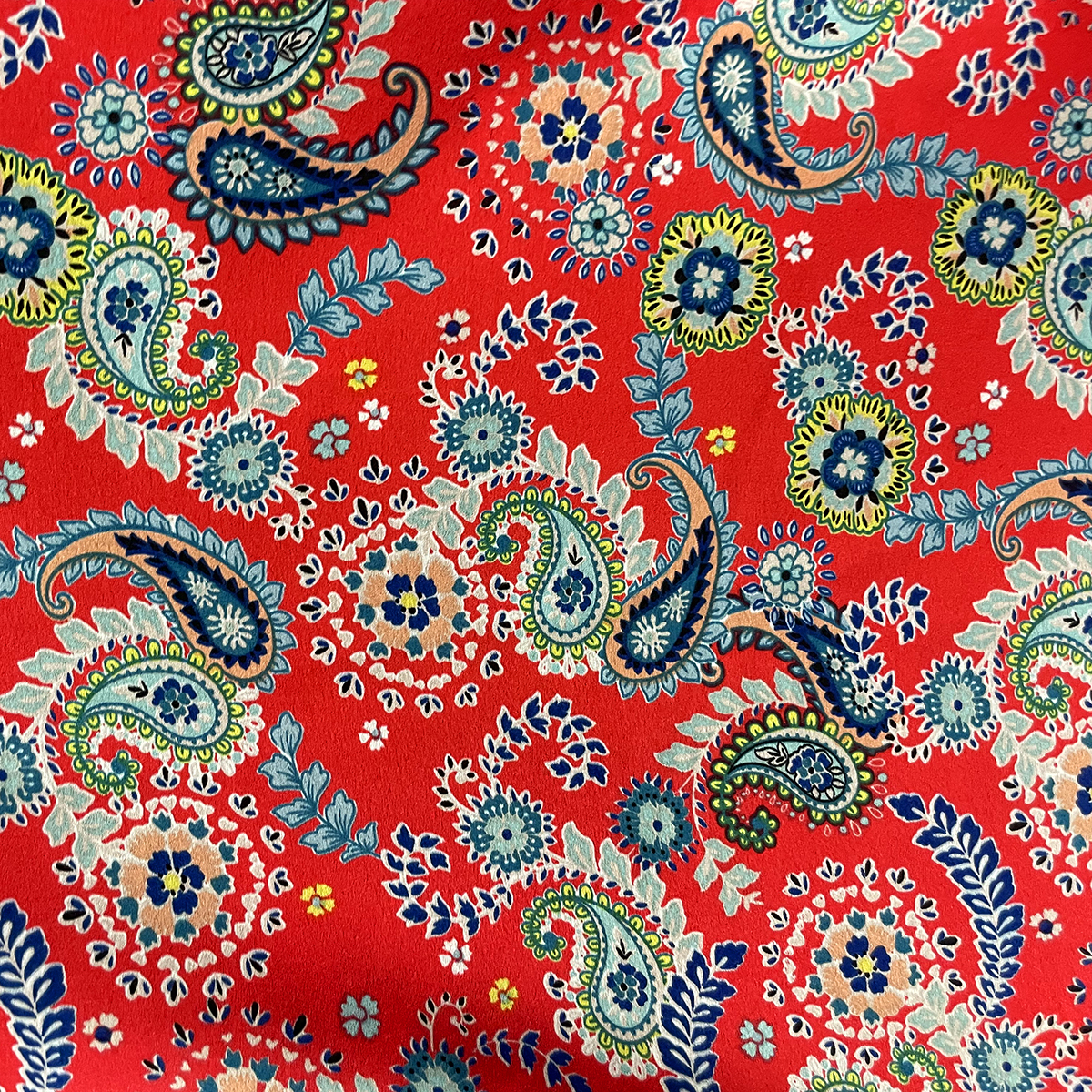Silk Floral Fabric Red