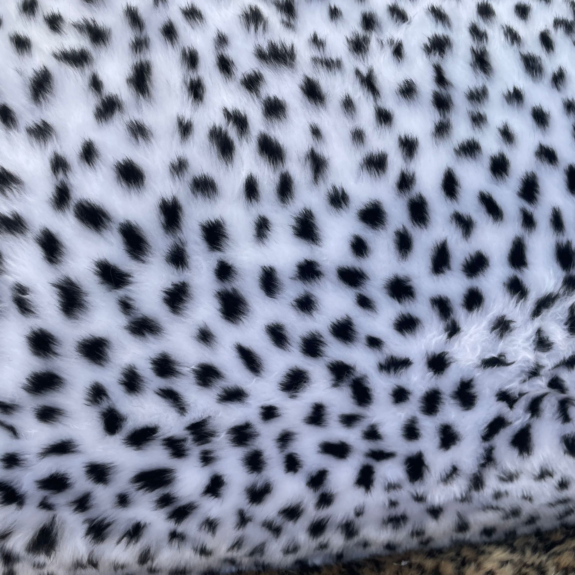 Thick Fur Fabric White Leopard