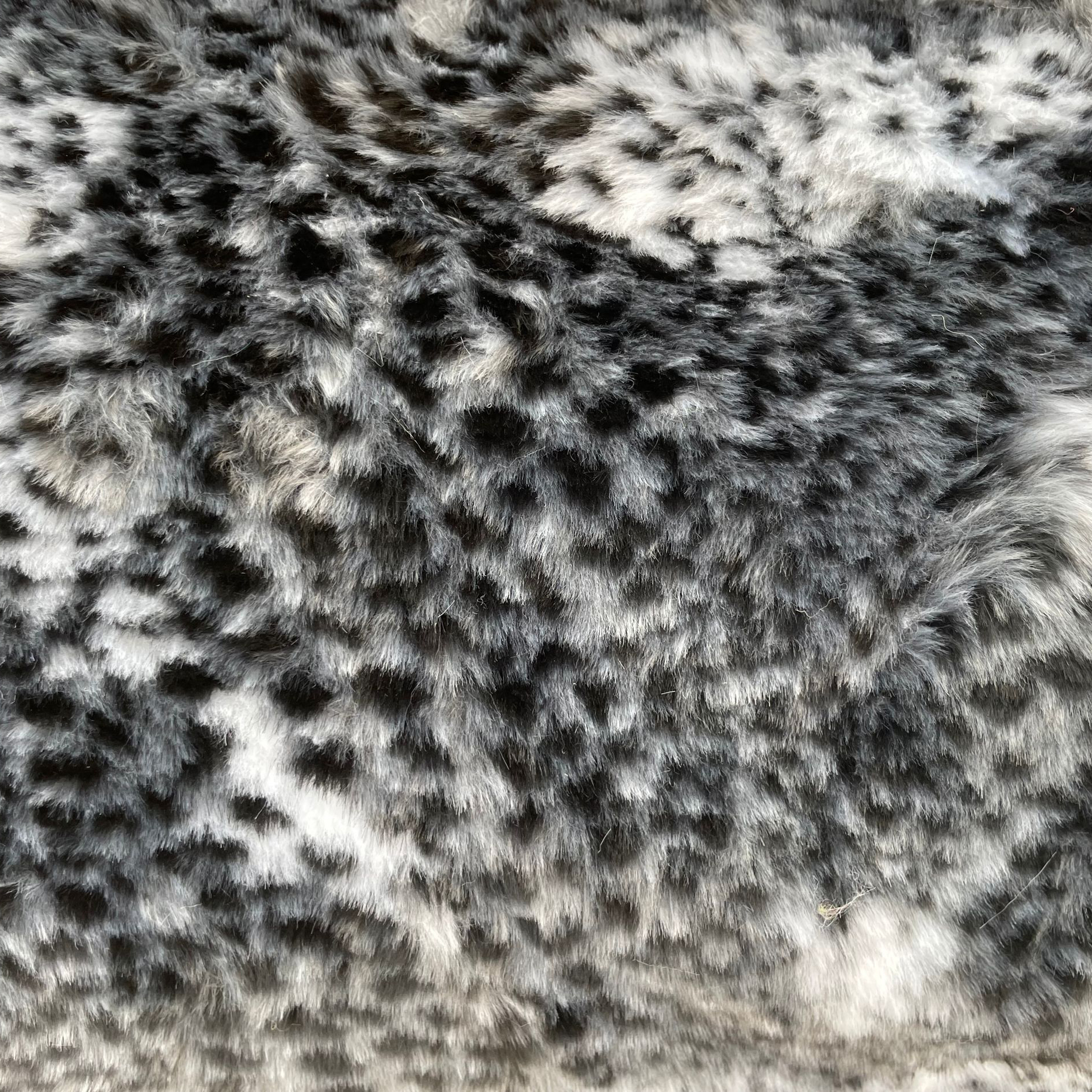Thick Fur Fabric Black Leopard