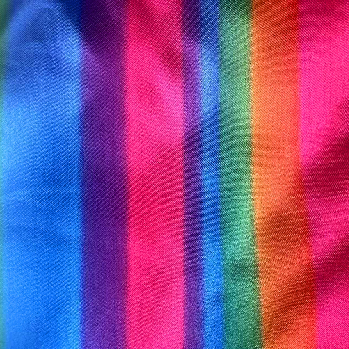 Rainbow Stripe Satin Fabric